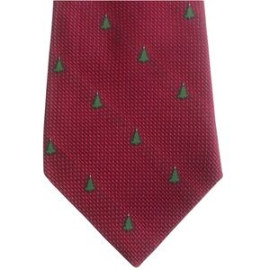 Silk Red Blue Green Holiday Christmas Tree Tie Made in USA